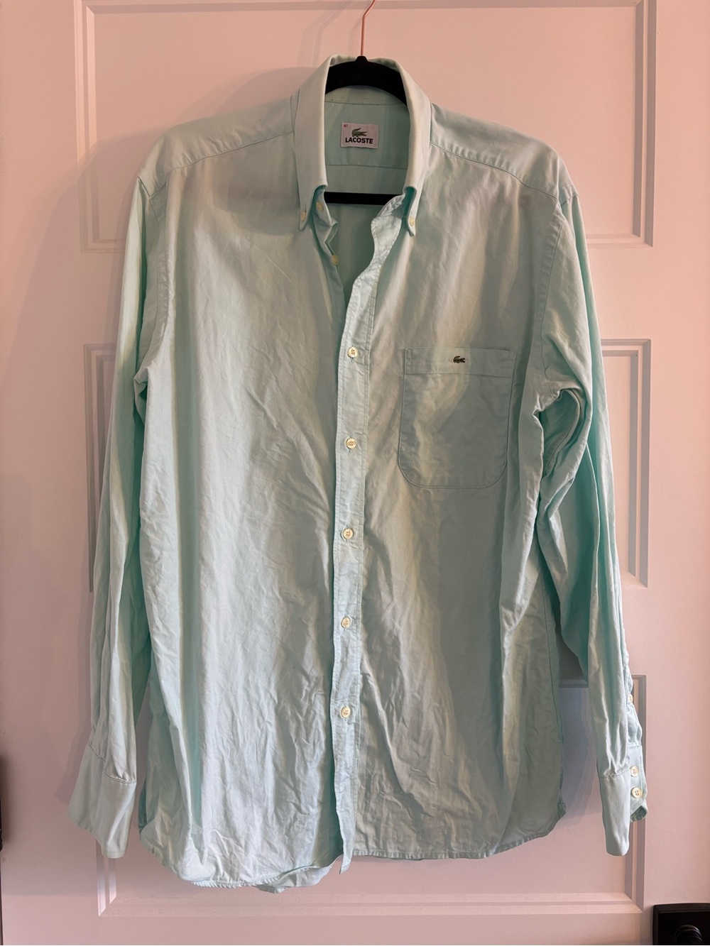 Lacoste Men's Mint Green Long-Sleeve Button-Down Shirt